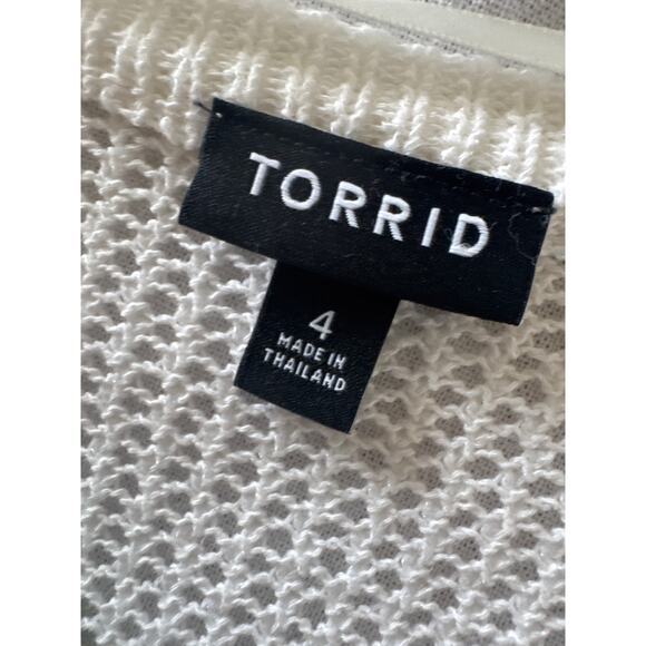 Torrid Women’s Plus Size 4 Ivory Knit Sleeveless Open Weave - Picture 5 of 7